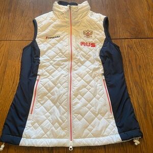 Women's White and Navy Quilted Vest